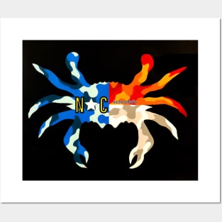 Camo NC Flag Crab Posters and Art